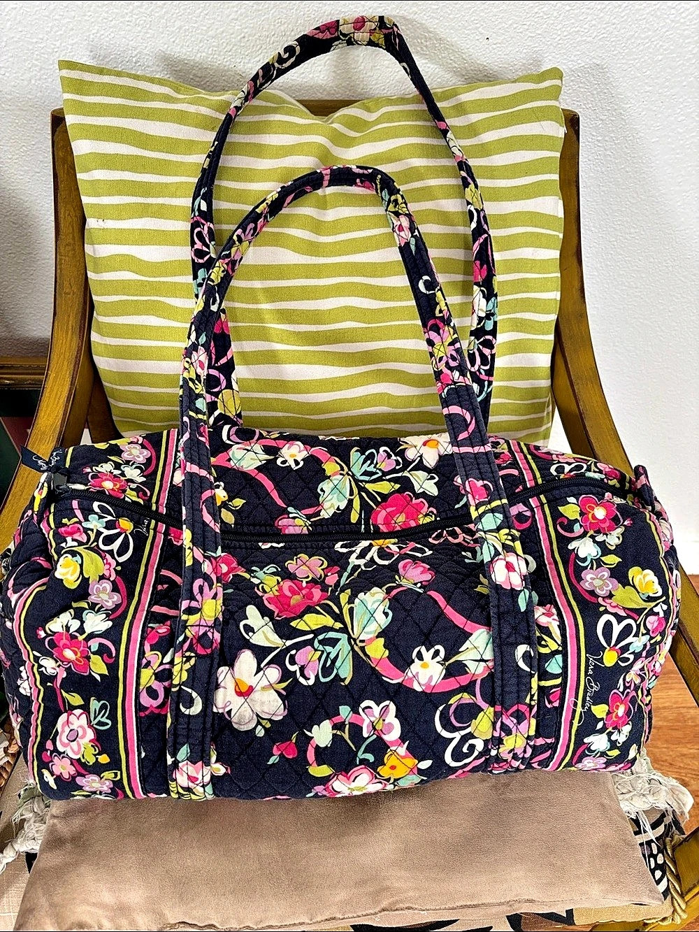 Vera Bradley Large Travel Duffle Bag Black & Pink